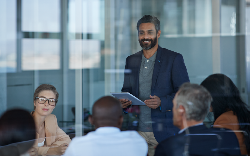 People are going over trust and security in a company meeting