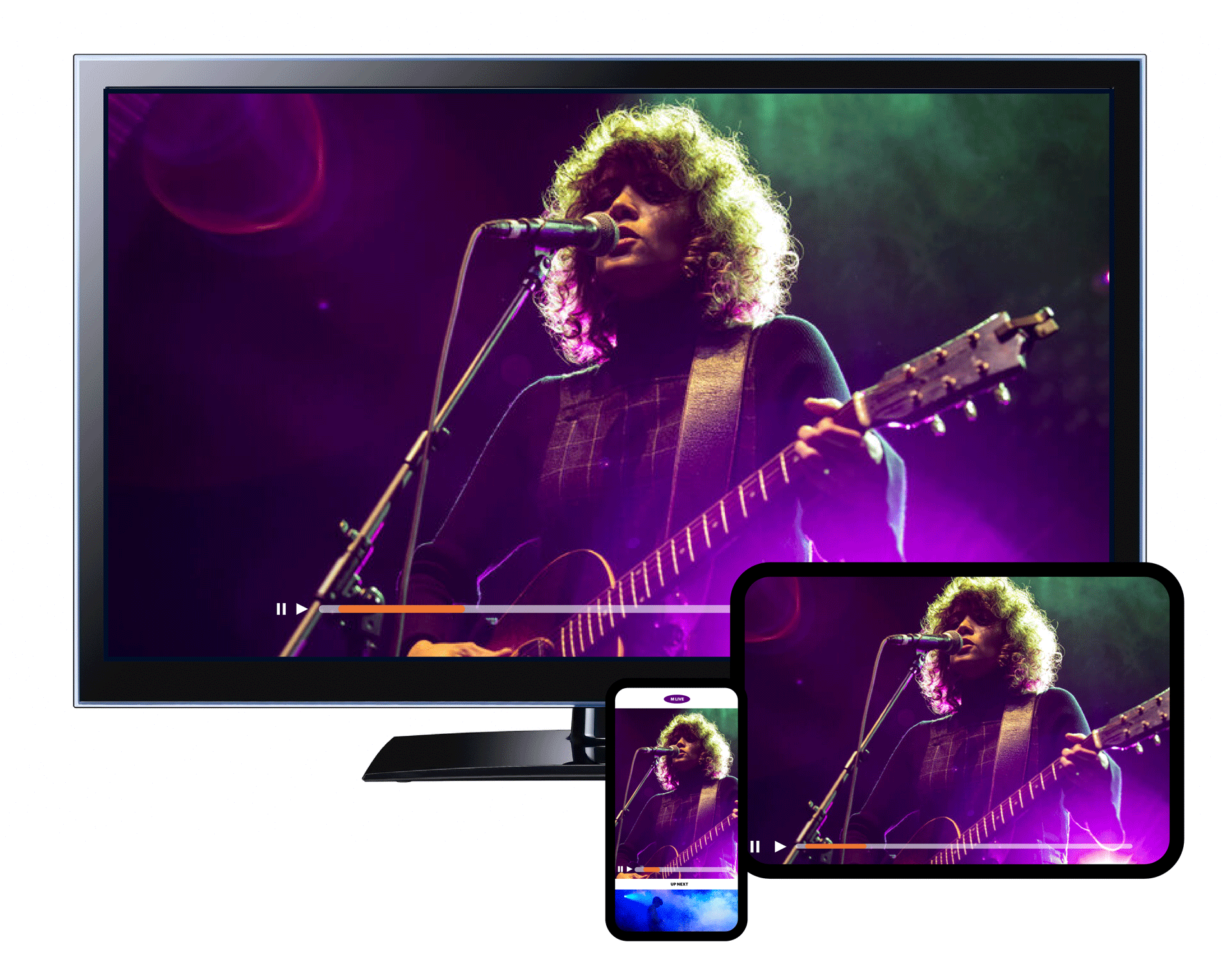 Live video stream events on demand on a smartphone, tablet, and mobile device