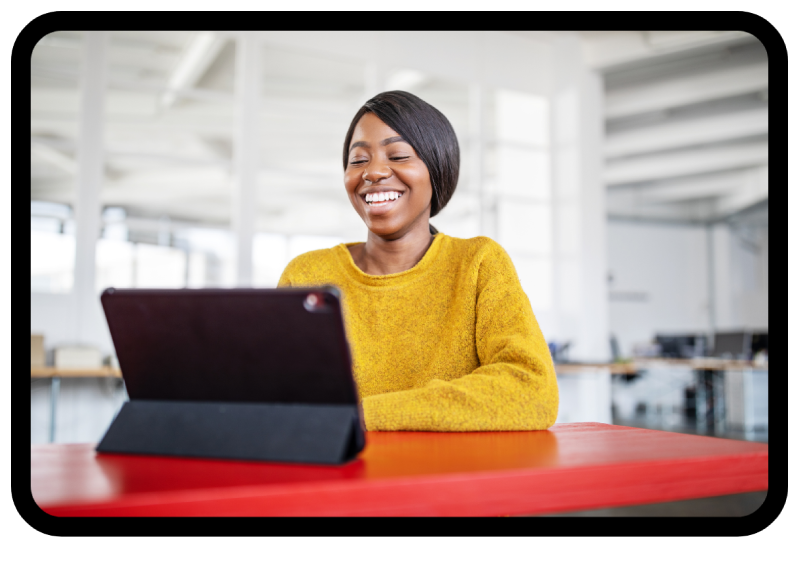 Video of woman having a video call on a tablet